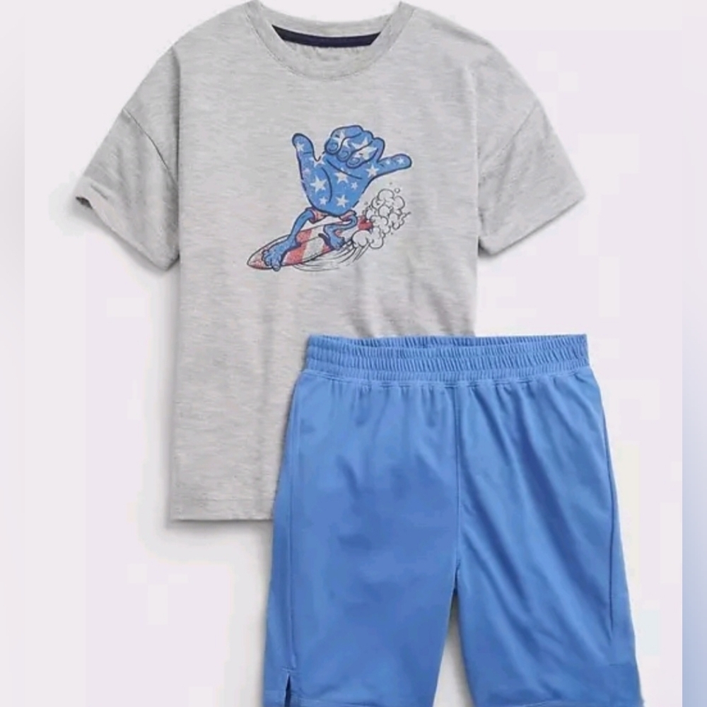 Gap 2-Piece PJ Set Patriotic Top Blue Shorts Gap Pajamas Little Kid's Size 6 NEW